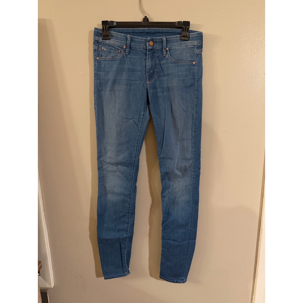 Mother Denim Womens Skinny Jeans Medium Wash Blue M Embroidered Pocket Slim Fit